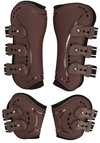 Kukyller Botas para Patas Delanteras y traseras de Caballo, Botas Ajustables para tendones de Caballo, Botas de equitación, Juego de Protectores de Patas de Caballo, Botas Abiertas para (Metro)