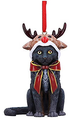 Nemesis Now ren katt hängande prydnad (LP) 9 cm, svart, jul