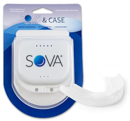 Sova 1.6mm Mouth Guard for Clenching and Grinding Teeth at Night, Custom-Fit Sleep Night Guard with Case (SOVA3DN-CASE-E)