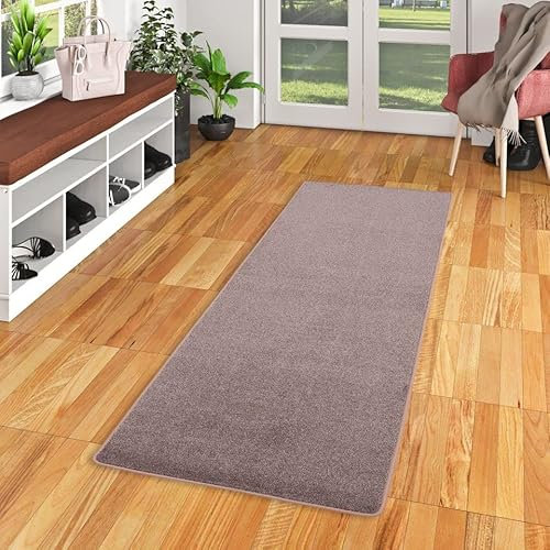 Snapstyle Hochflor Velours Teppich Läufer Einfarbig Weich Luna Altrosa in 9 Größen