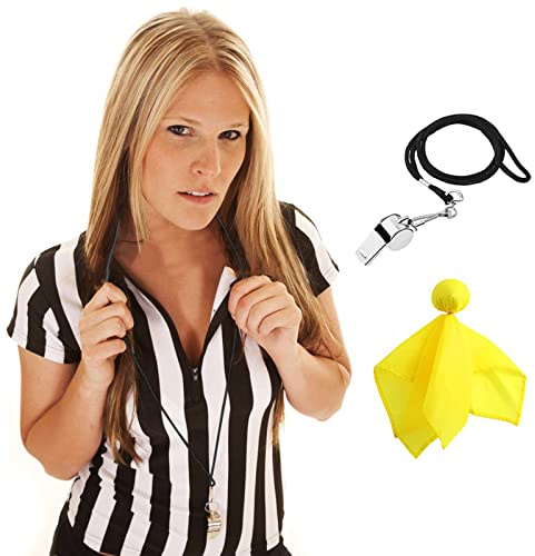 redgino Camiseta Oficial de árbitro de Mujer a Rayas Blancas y Negras con Cremallera y Cuello, de Manga Corta para árbitros de Baloncesto, fútbol Americano y fútbol, Disfraz de Navidad