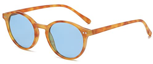 kachawoo Occhiali da sole polarizzati retrò rotondi occhiali da sole per uomini donne protezione UV trendy eyewear, Yellow Pattern Blue, L
