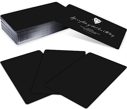 Frddiud 100Pcs Metal Business Card Blanks, Anodized Aluminum Custom Business Card Blanks for CNC Engraver Laser Engraving DIY Cards, 3.3x2.1 Inch DIY Gift Plate Cards for Office Clients (Matte Black)