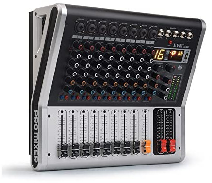 EYESLA 8 Channels Power Mixing Console Amplifier 2x150W 16 DSP effect Professional Bluetooth-compatible USB Audio Mixer DJ