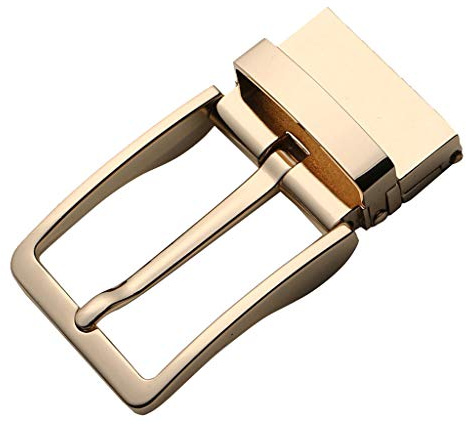 Paowsietiviity Hebilla de cinturón reversible de aleación para hombre, hebilla rectangular de una sola punta, color dorado, dorado, 8x4cm