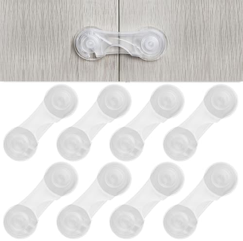 8 Packs Cabinet Door Locks for Baby Proof and Child Safety Cabinet Locks with Adhesive for Drawer Cupboards Fridge Closet Pantry Childproof Safety Locks for Protecting Kids