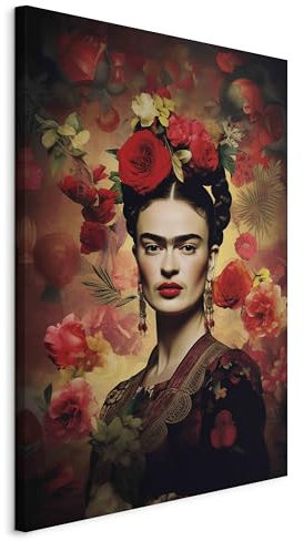 murando - Quadro Acustico Frida 40x60 cm 1 Pezzo schiuma acustica Quadri Moderni - Stampa su Tela - Protezione dai Rumori Fonoassorbente Fiori Donna Rosa Famosi Kahlo Elegante h-H-10060-b-a
