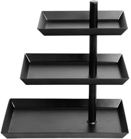 W&H Présentoir à fruits à 3 étages, rotatif à 360 °, en acier inoxydable, pour le divertissement et les fêtes, noir