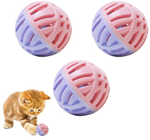 MiOYOOW Palla giocattolo gatto in TPR, 3 pezzi 5 cm palla campana per gatti giocattolo Bondir gatto interno gatto Jingle Balls per stimolazione dell'esercizio