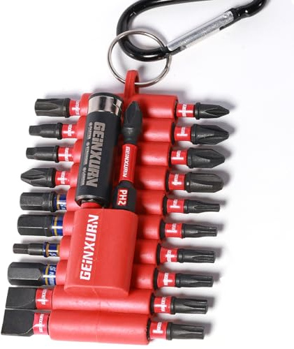 Geinxurn 22-teiliges Multi-Schlagschrauber-Bit-Set, magnetischer S2-Stahleinsatz, Power-Bits mit Organizerhülse und Aufbewahrungsstreifen