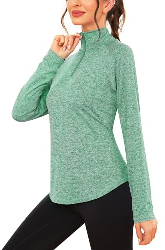 iClosam Women's Long Sleeve Tops 1/4 Zip Running Shirts Workout Golf Top