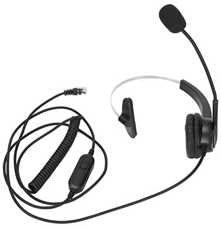 Rankomu headset telefonheadset, 330° justerbart brusreducerande hörselskydd, RJ9-headset med mikrofon för samtalscenter, fast telefonanvändning