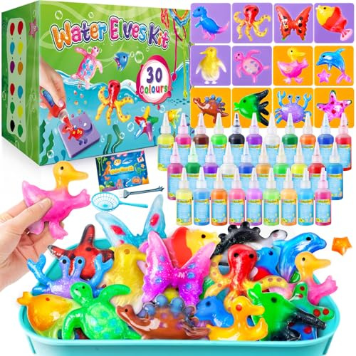JOPSHEEN 30 Colours Magic Water Elf Kit - Aqua Fairy with12 Molds | Water Pets Squishy Maker Crafts Birthday Gifts for Boys and Girls