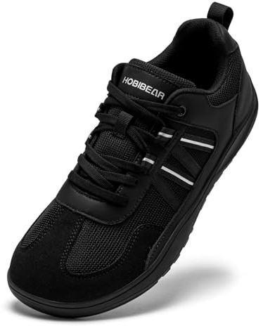 HOBIBEAR Scarpe Sportive minimaliste Unisex Larghe per Piedi Nudi Scarpe da Trekking e da Passeggio per Esterni(Nero,EU 39)