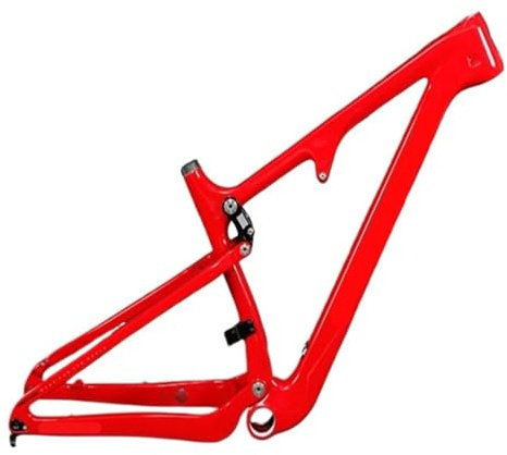 Générique Cadre de VTT Tout Suspendu en Carbone, Softail, 29/27,5, débattement 148 mm, Suspension 4 maillons, for Descente(Red,XL)