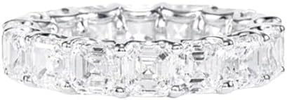 Purvika Jewels 4 Carat Asscher Cut Lab Created Diamond Eternity Ring, 14k White Gold Finish, Wedding Band (White, 7.5)