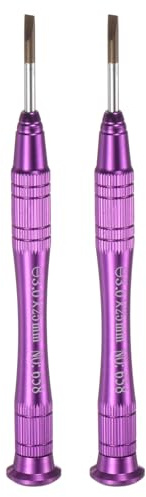 QUARKZMAN 2 Piezas Destornillador De Precisión Ranurado 3.0x25mm Punta Plana Magnética Mini Estilo Bolígrafo Con Mango Antideslizante Para Gafas Relojes Portátiles Electrónicos, Morado