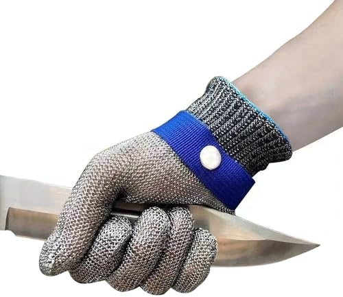 Guanto Antitaglio Professionale in Maglia di Acciaio Inossidabile 316L, Protezione Livello 5 Certificata EN388, Ideale per Ostriche, Carne, Mandolina e Fai da Te, Taglia L