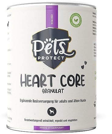 Pets Protect Hjärtaktiva granulat, 200 g, med örter, vitaminer, karnitin, omega-3 & OPC, för att stödja normal kardiovaskulär funktion och anti-aging effekter hos hundar