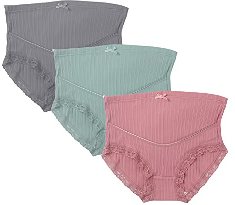 FEOYA Women's Plus Size Maternity Panties High Cut Cotton Over Bump Underwear Brief
