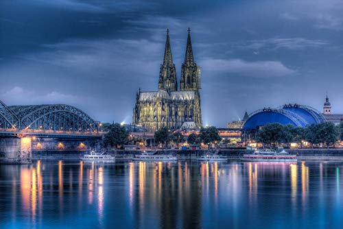 Full Round Drill Diamond Painting Kölner Dom Nachtansicht Kreuzstich Home Decoration Diamond Stickerei Cartoon Mosaik Kunst