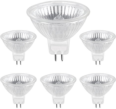 Halogen Reflektor 35W GU5.3, MR16 Halogenstrahler 12V Dimmbar, 400lm Warmweiß 2700K, MR16 GU5.3 Halogen für Schienenbeleuchtung, Einbaubeleuchtung, Landschaftsbeleuchtung, 6 Stück