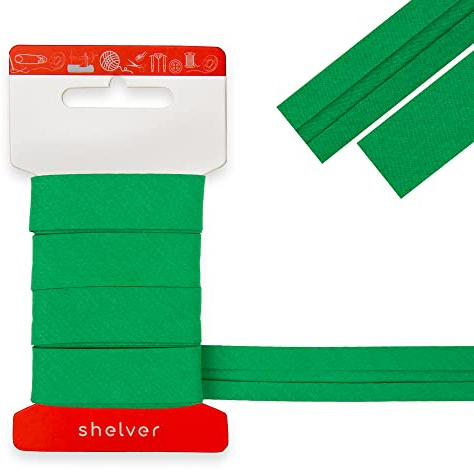 Bias Binding Tape for Sewing, Bias Tape, Bunting Tape, 20mm Single Fold, 100% Cotton, 30 Colours (Green)