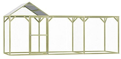 Yolola Hühnerkäfig Outdoor, Hühnerkäfig Holz Hühnerhaus Hühner Freilaufgehege Hühnerstall, HühnervoliereKaninchenstall, Gefügelstall Voliere,4,5 x 1,5 x 2 m Imprägniertes Kiefernholz