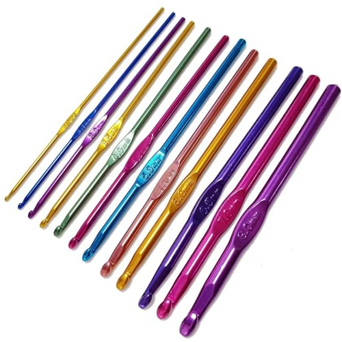 LiJuanWang Agujas de ganchillos Aluminio,12 Piezas Agujas de Ganchillo, Agujas de Tejer,Ganchos de Ganchillo,Ganchos para tricotar,Herramienta de Ganchillo(2,0-8,0 mm)