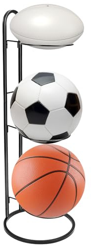 QWORK® Soporte para Pelotas de 3 Capas, Soporte para Pelotas de Baloncesto, Soporte para Pelotas Independiente, fácil de Instalar
