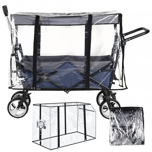 Universal Bollerwagen Regenschutz Transparent | Regenverdeck Wasserdichtes Bollerwagen Zubehör, Leicht & Faltbar (100-120cm)