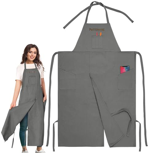 Pottery Apron - Cotton Canvas Split Leg Smock with Pockets for Men & Women