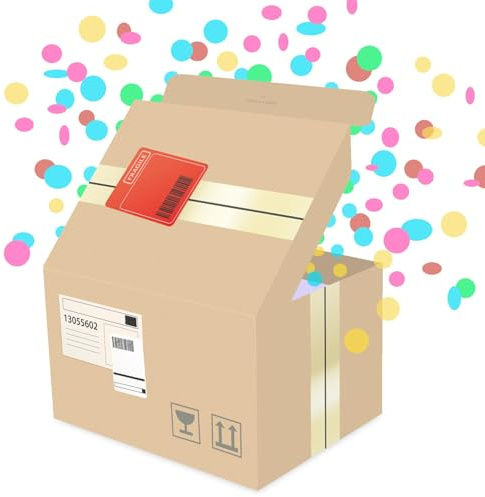 FETTIPOP Scatola Regalo Esplosiva Coriandoli (Scatola Cartone Kraft-prank), 18,5 x 14 x 11 cm, Sorpresa Confezione Pacco Regalo, Anniversario Compleanno, Valentino, Qualsiasi occasione
