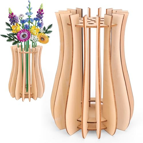 Kaempe Vase pour Fleur 10280 10313, Poteau en Bois pour Bouquet de Fleurs, Tournesol, Flowers, Rose, Orchidee, Botanicals, Tulipes (Style 3)
