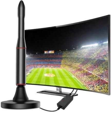 YUFFQOPC Antenne DVBT2 puissante HDTV d'intérieur avec amplificateur, antenne TV, réception à distance et 360 degrés, convient pour 1080p 4K et tous les téléviseurs, antennes HDTV pour téléviseur