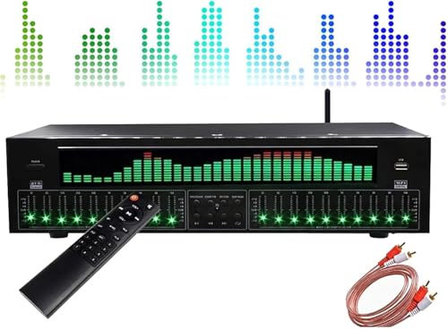 FDGH EQ Gráfico Estéreo De Audio Digital, Ecualizador Digital De 31 Bandas, Analizador De Espectro De Música LED, 12 Patrones De Ritmo con Reducción De Ruido, para Grabar Estudio