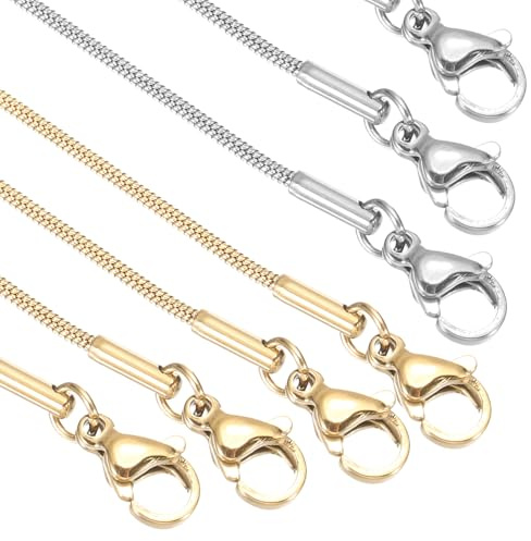 PATIKIL 1,2 mm/0,05 tum ormkedja halsband, 12 st 20 tum, fin rund kedja i rostfritt stål med klämlås för män och kvinnor, gör-det-själv-smycken, present, silverguld