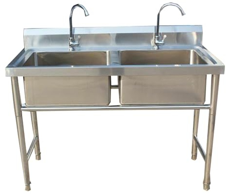 Inbyggd diskho med dubbel ho, diskho i rostfritt stål, med avrinningsrör, djupare tank, lämplig for kaffe, bardisk, bardisk(0.6mm)