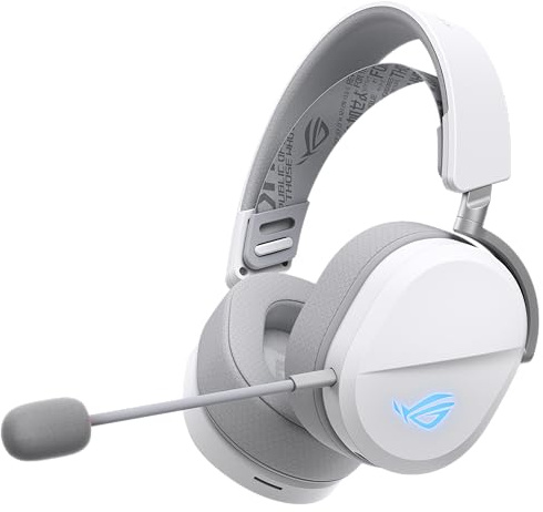 ASUS ROG Pelta White - Casque Gaming sans Fil - connectivité tri-Mode avec Speednova, membranes de 50mm plaquées en Titane, Micro à Bande ultralarge de 10mm, Batterie de 60 Heures, Poids de 309g