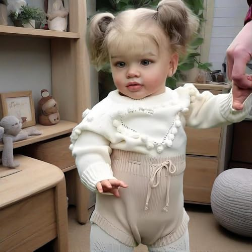 ROSHUAN Muñecas de bebé Reborn de tamaño Grande de 26 Pulgadas, muñecas de bebé recién Nacidas de la Vida Real, Pelo Rubio, Cuerpo de Tela Suave con Peso Que se ve, muñeca de bebé Real, muñeca