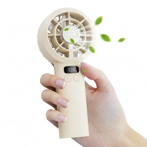 AICPAN Handventilator - Mini Ventilator 3000mAh Handventilator Akku Aufladbar, 1-120 Stufen einstellbar mit LED-Display, leiser Taschenventilator, Sommer-Essentials für Reise, Outdoor, Zuhause, Gelb