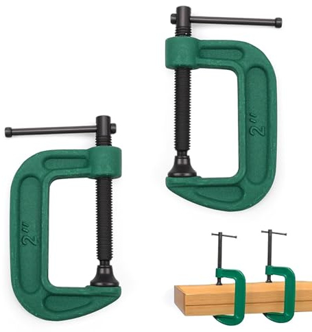 AMONENZ 2 Pezzi Morsetti a C in Metallo, Regolabile Morsetti da Tavolo per Legno, Multifunzione Morsetto a Vite, Verde Morsetto a Vite Regolabili, per Lavorazione Legno, Riparazione Macchine