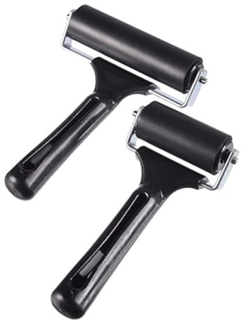Artibetter 2 Pezzi Rullo per Inchiostro Nero in Gomma e Metallo per Stampa e Blocchi con Funzione di Distribuzione Colla, per Lavori Artistici e Artigianali