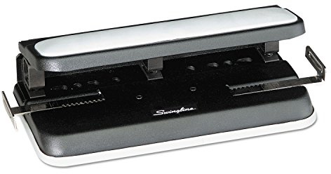 Swingline 2-7 Hole Punch, Adjustable, Heavy Duty Hole Puncher, Easy Touch, 32 Sheet Punch Capacity, Black/Gray (74300)