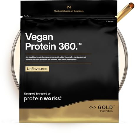 Protein Works | Vegan Protein 360 - Gold Innovation, Unflavoured, 66 Servings, 100% Plant Based & Natural, Premium Multi-Protein Blend, Low Fat Shake, Low Calorie Shake, 2kg