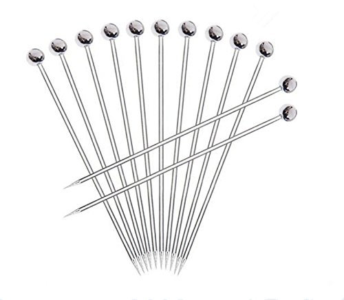 Cocktailspieße aus Edelstahl, Martini-Spieße,Cocktail Fingerfood Sticks Cocktail Pick Martini Picks Vorspeisen-Stäbchen, Partyzubehör, 12 Stück 107MM silberfarben…