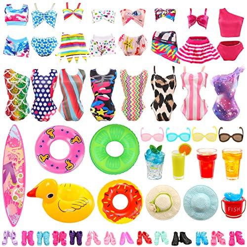 Miunana 31 Accesorios para 11.5 Pulgadas Muñeca De 28-30 cm: 10 Trajes De Baño + 11 Accessorios + 10 PCS Zapatos (Seleccionados Al Azar)