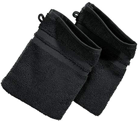 Erwin Müller Walk-Frottier Bio Waschhandschuh im 2er-Pack, Serie Tübingen anthrazit Größe 16x21 cm - eine Luxus-Qualität der absoluten Spitzenklasse, enorm saugstark, 100% Baumwolle