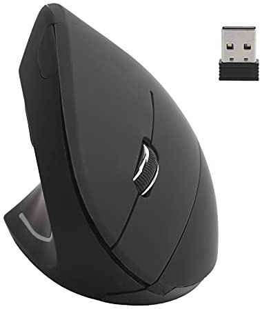Trådlös Vertikal Mus, Ergonmisk Vänster Optisk Vertikal Mus, 2,4 G Uppladdningsbar Vertikal Möss med 3 Justerbar DPI för Bärbar Dator PC-skrivbord(SVART)