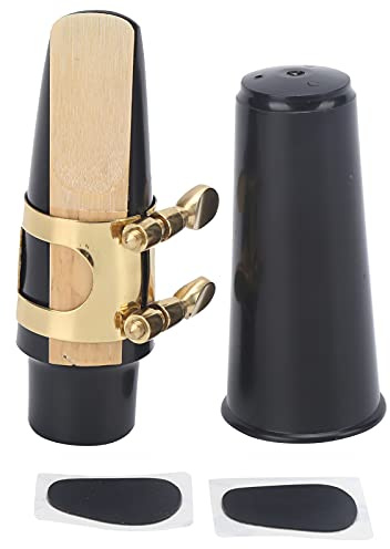 Embout Saxophone Alto, Embout en Plastique Noir avec Boucle en Métal et Kit d'Anches, 90.5 x 28.8 mm, pour Saxophonistes Amateurs et Professionnels